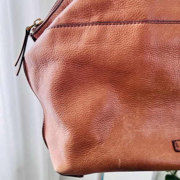 Fossil Sydney Brown Leather Satchel Bag Purse Y2K Gorgeous Shoulder Bag - Picture 4 of 7